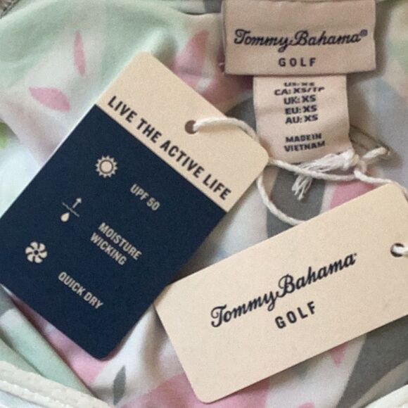 TOMMY BAHAMA NWT WOMENS ACTIVE FLORAL QUARTER ZIP GOLF POLO SHIRT XS - Picture 4 of 5